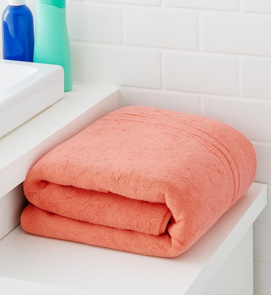Cotton Bolls Textiles Premium Microfiber Bath Towel 400 Gsm | Ultra-Soft, Highly Absorbent, Superior Comfort, Durable & Elegant Design Towel (Peach)