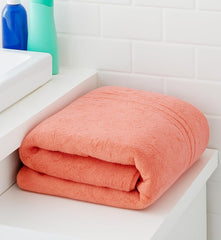 Cotton Bolls Textiles Premium Microfiber Bath Towel 400 Gsm | Ultra-Soft, Highly Absorbent, Superior Comfort, Durable & Elegant Design Towel (Peach)