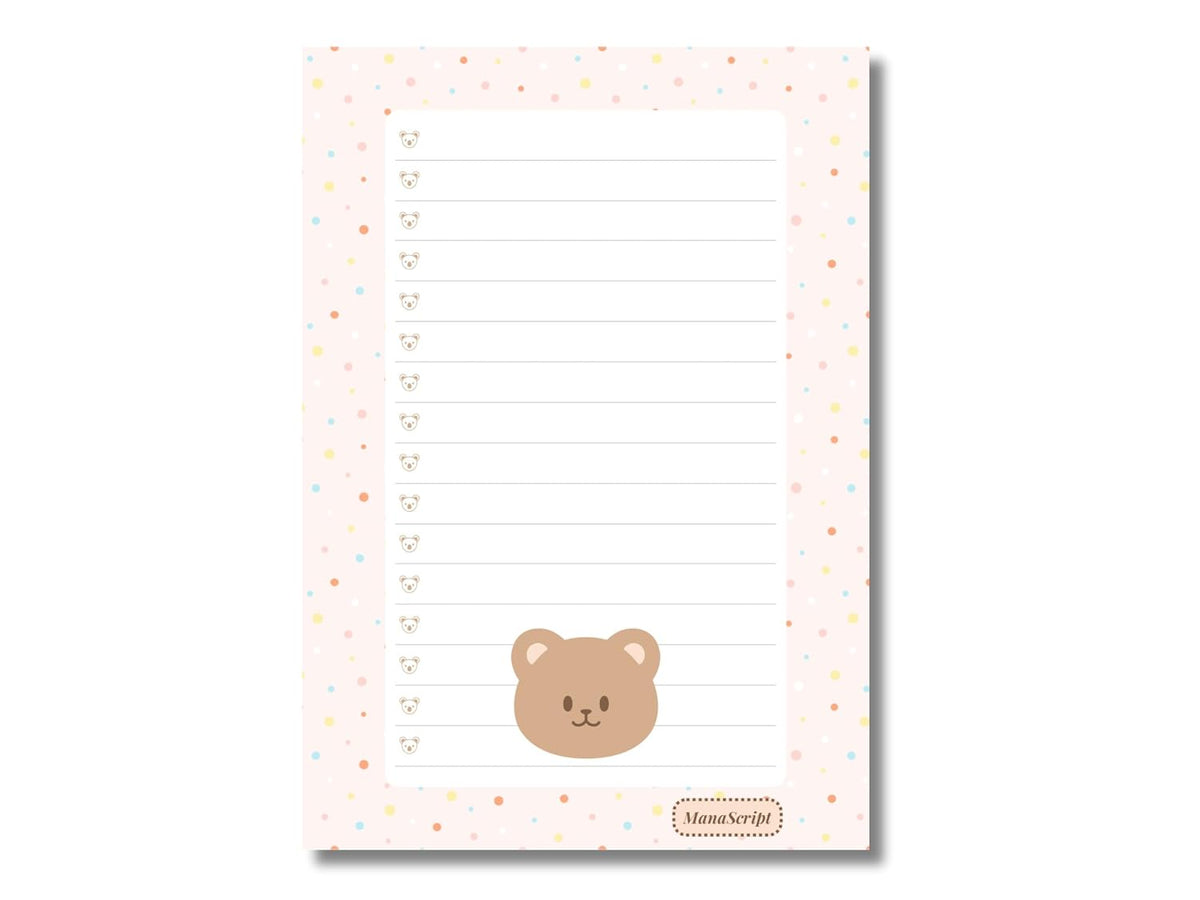 A5 Notes/To Do List Notepad, Beautiful Daily Checklist Pad, 50 Tear-Off Sheets (Bear) Pack Of 1