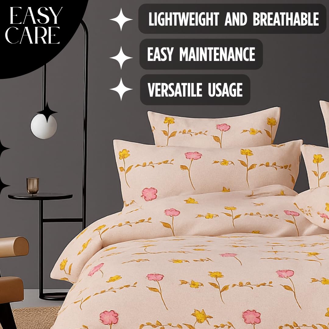 Microfiber Double Bedsheet King Size With 2 Large Size Pillow Covers | Size 108x108+9 Inches, Rose Pink | Perfect For Daily Use, All-Season Use Or Gifting Bedsheet