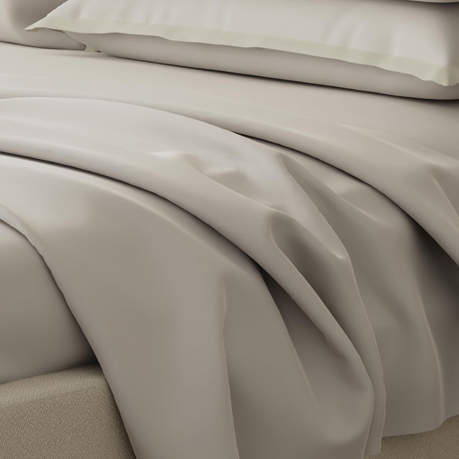 100% Cotton Plain Bedsheet Set With 4 Pillow Covers - 108 X 108 Inches, Grey | 400 Thread Count - Gift For Weddings Or Anniversary King Size Bedsheet