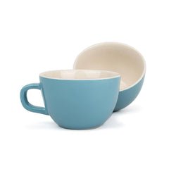 Large Ceramic Coffee Cup Set Of 2 - Blue, 300ml Each | Cappuccino Cup With Glossy Finish - Large Ceramic Coffee Cup | Premium Stoneware Coffee Cup - Microwave Safe