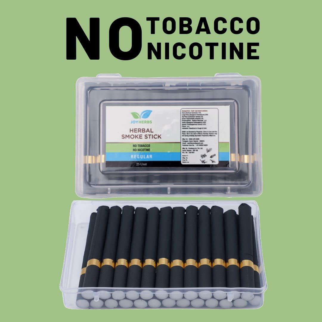 Ayurvedic Herbs Cigarette 1 Pack Of 25 Sticks - Regular Herbal Cigarette Smokes - Nicotine Free & Tobacco Free