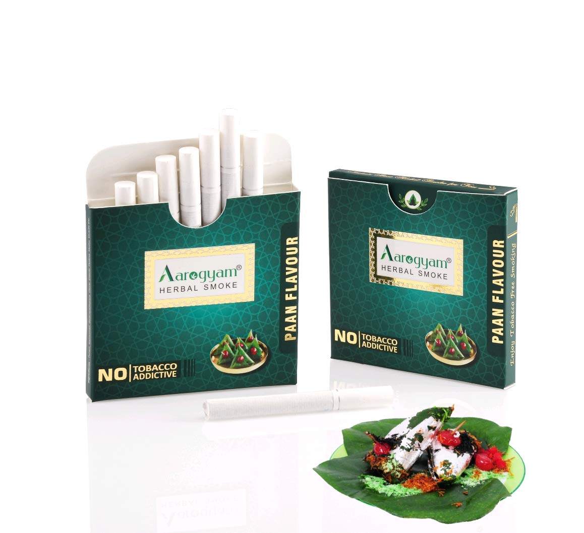 Aarogyam Herbals Flavour Cigarette, Tobacco & Nicotine Free Smoke For Relieve Stress And Mood Enhance Product For Smokers Pack Of 3 - Double Apple, Mint, Paan Flavour 30 Sticks