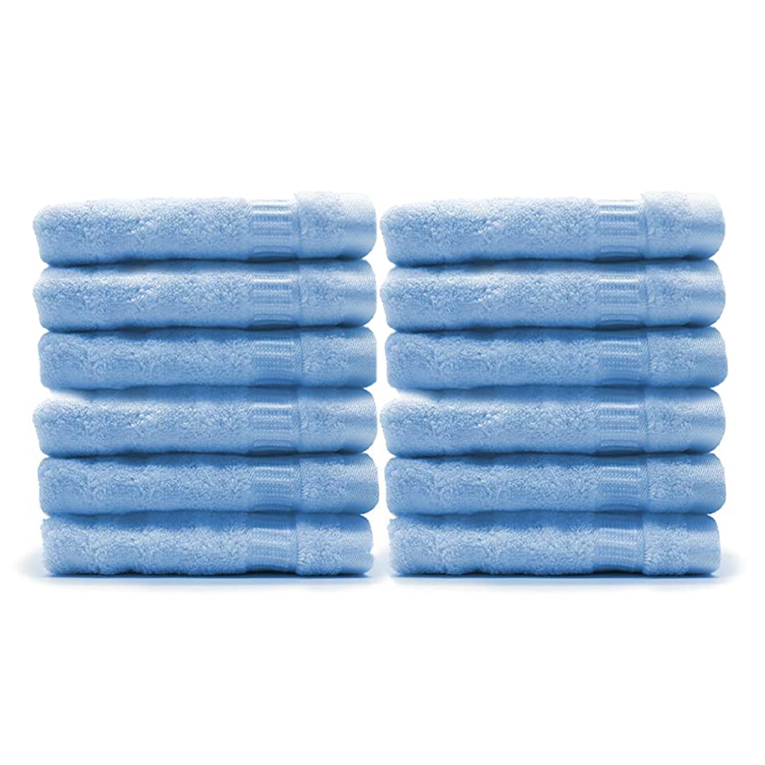 Mush 100% Bamboo Face Towel 2400 Gsm | Ultra Soft, Absorbent, Quick Dry Towels For Facewash, Gym, Pool, Sports, & Travel - Sky Blue (Pack Of 12)