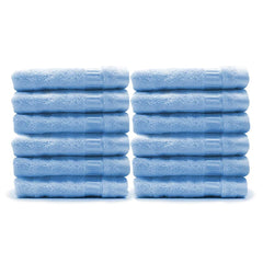 Mush 100% Bamboo Face Towel 2400 Gsm | Ultra Soft, Absorbent, Quick Dry Towels For Facewash, Gym, Pool, Sports, & Travel - Sky Blue (Pack Of 12)