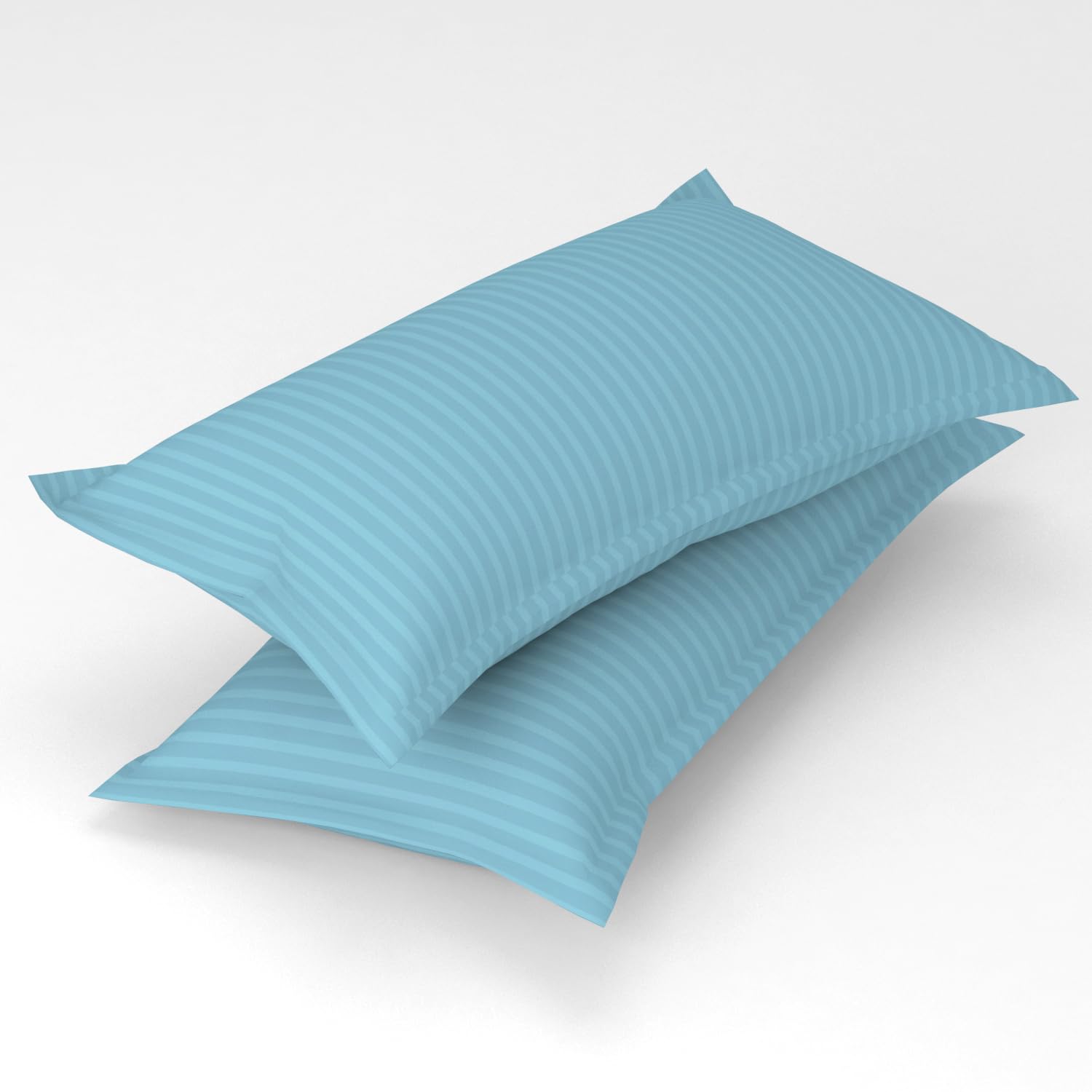 Stripe Glace Cotton 1 Double Bedsheet With 2 Pillow Cover - 91 X 90 Inches, Light Blue | Fade Resistant & Durable Breathable & Wrinkle Free Bed Sheet