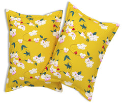 Premium Cotton Double Bedsheets With 2 King Size Pillow Covers - 72x68+6 inches, Yellow | All Around Elastic Fitted Double Bedsheet