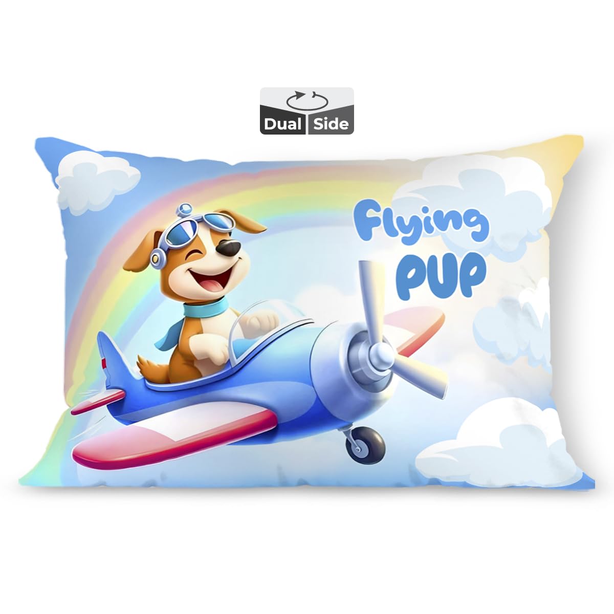 Kids Pillow Cushion With Super Soft Fabric, Animal & Cartoon Prints - 12x18 Inches | Dual Sided Design, Durable & Easy Care | Large & Versatile, Multi-Purpose, Made In India - Design 28