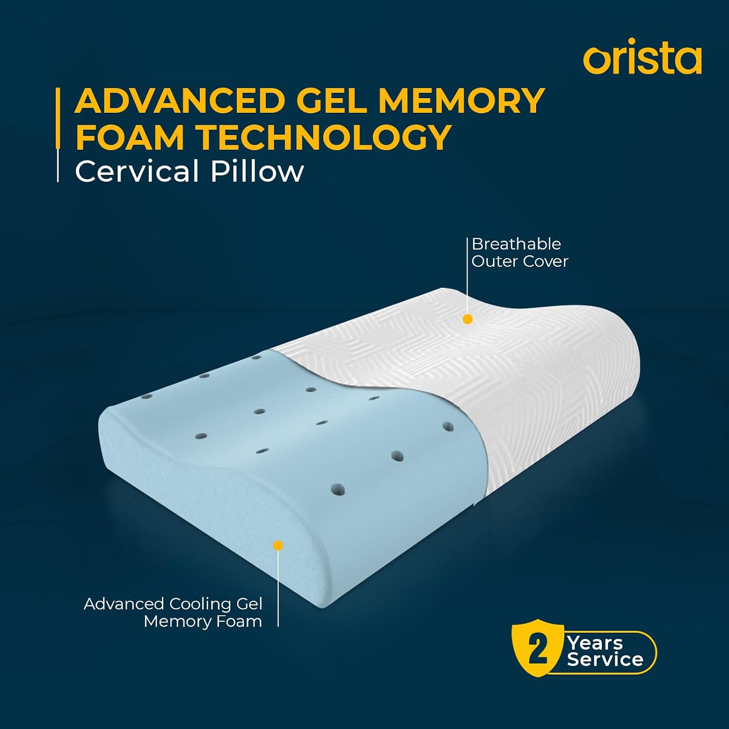 Contour Memory Foam Pillow, Orthopedic Pillow For Sleeping, White - 23 X 14 X 4.5 Inch | Cervical Pillow For Neck & Shoulder Support, Improves Posture & Spinal Alignment - Set Of 2