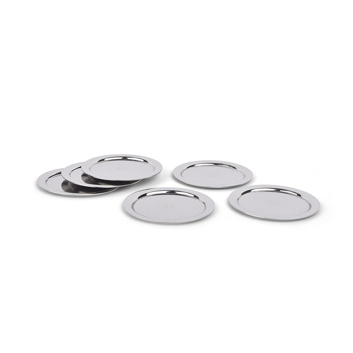 Stainless Steel Polka Flower Tumbler Coaster 6 Pcs Set | Coasters For Tumbler - Kitchen Dining Serving & Desk Coaster