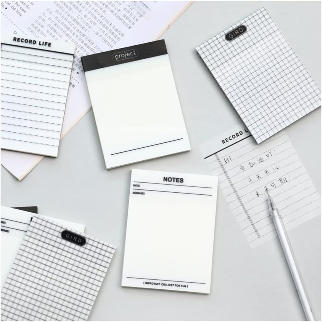 Transparent School Supplies For Cards Lined Notes, Transparent Stickers Note Pads - Pack Of 1