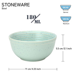 Hand Glazed Ceramic Serving Small Bowl Set Of 4 - 180ml Each, Mint Green | Microwave & Dishware Safe - Serving Katori Set