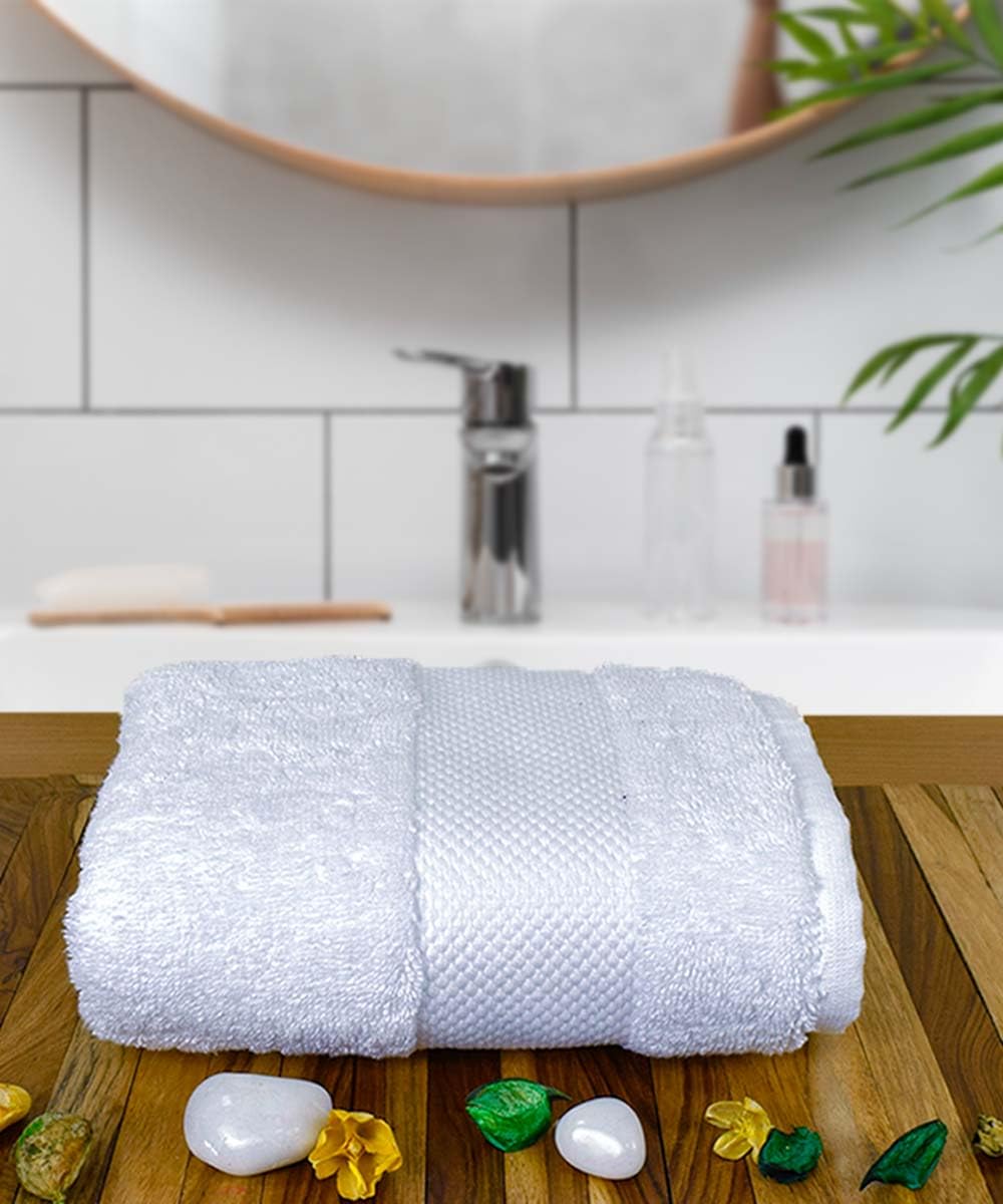 Rangoli Soft Absorbent Durable Towels Earthly Egyption Cotton Plush Oversized Small Size Bath Towel 400 Gsm (White)