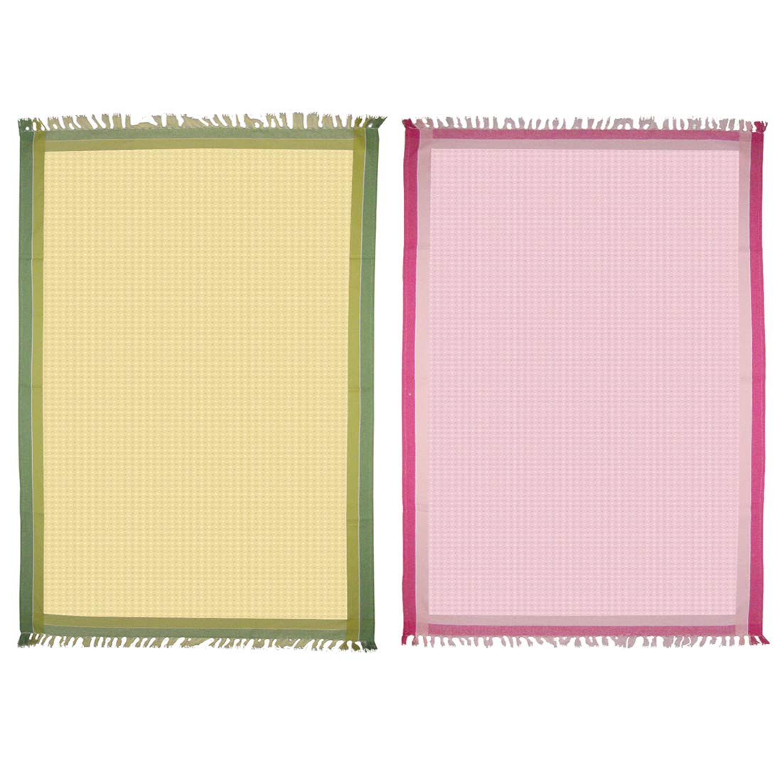 Athom Trendz Living Light Weight Cotton Premium Waffle Border Bath Towel 480 Gsm | Pack Of 2 (Multi12)