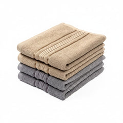 Akiko Home 100% Cotton Essential Series Hand Towels 800 Gsm | Soft, Absorbent & Durable, Cotton Hand Towel For Bathroom Use, Gentle On Skin- Pack Of 4 (Beige & Grey)