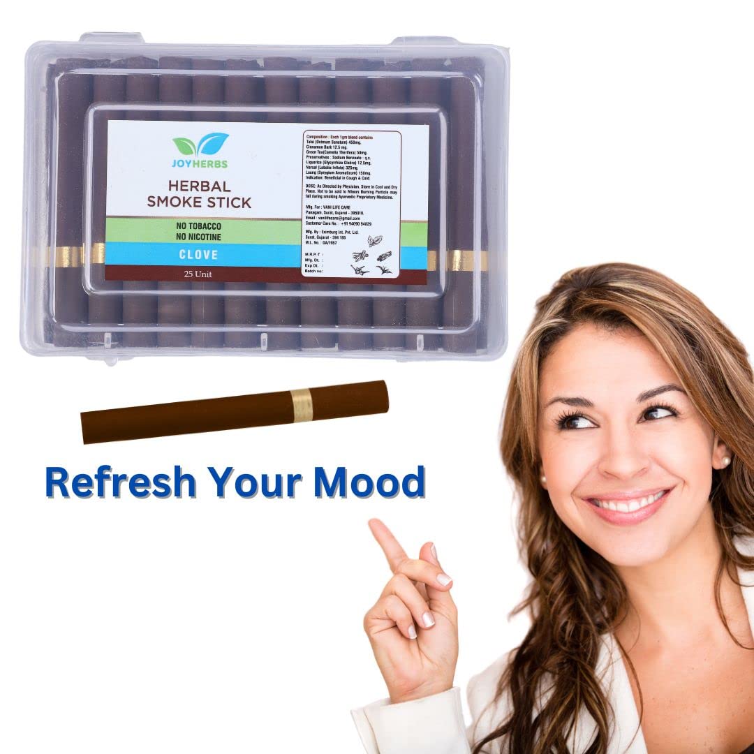 Herbals Clove Flavour Cigarette, Tobacco & Nicotine Free Herbal Smoke Sticks - 1 Packet 25 Sticks