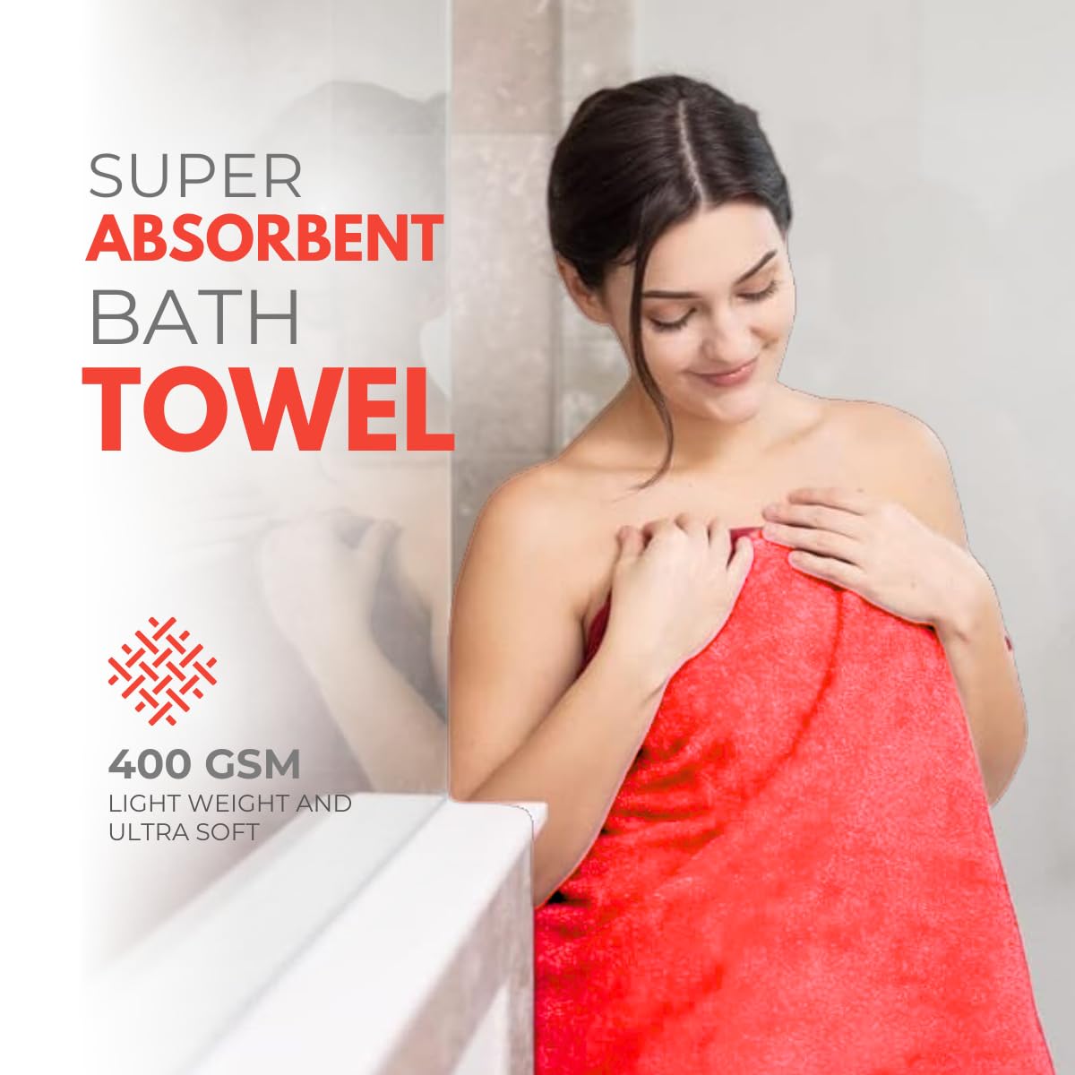 Black Gold The Finer Touch Microfiber Bath Towels 500 Gsm | Super Absorbent, Lightweight, Ultra-Soft, Fade Resistant (Red)