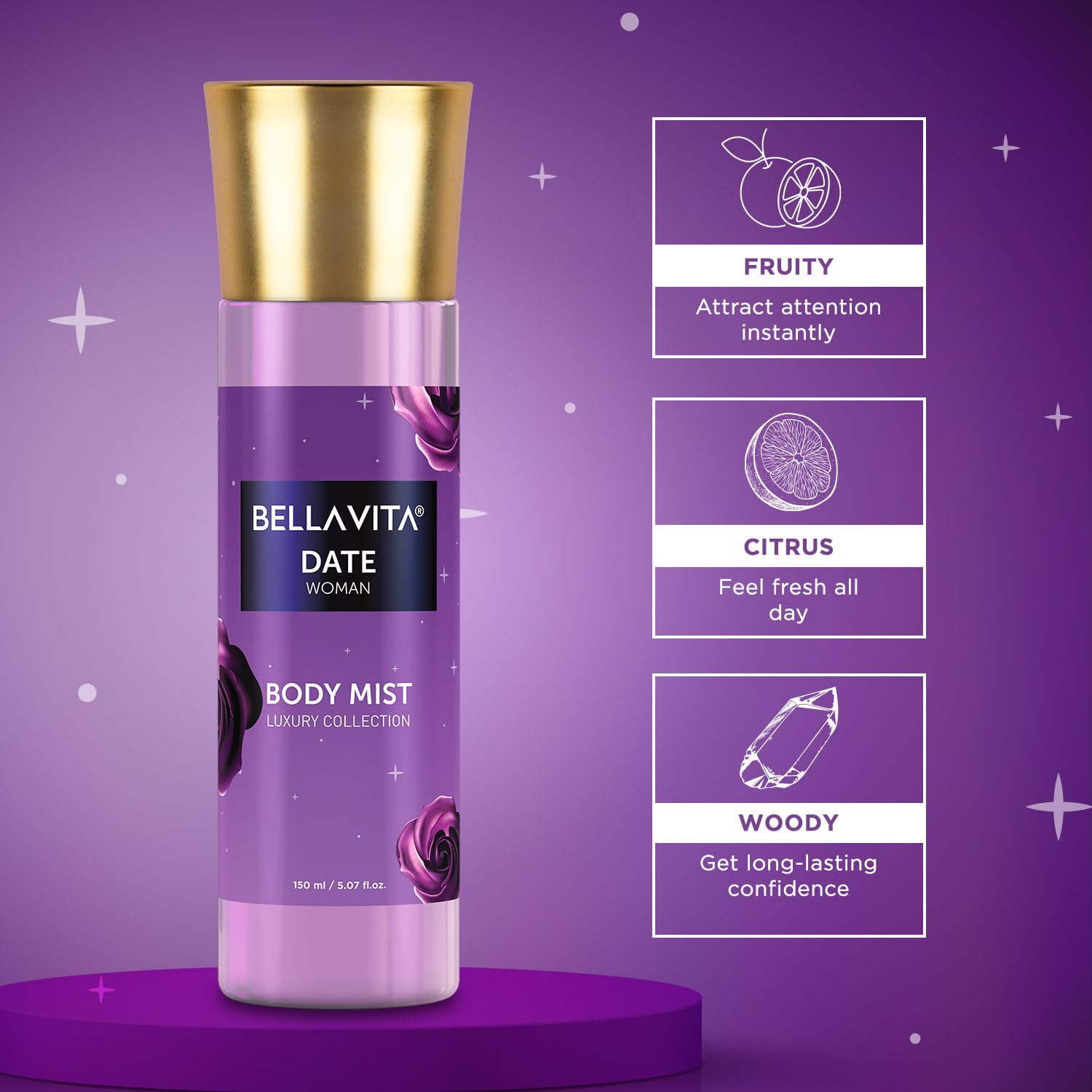 Bella Vita Luxury Date Woman Body Spray Mist 150ml 5.0 Fl.oz. Long Lasting | Luxury Collection