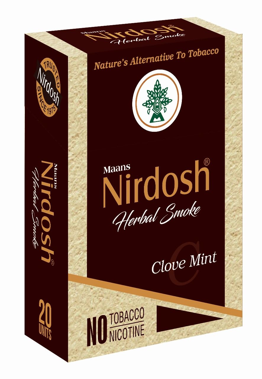 Herbal Cigarette Rolled In 100% Organic Natural Paper & Made With Herbal Ingredients - Pack Of 6X 20 Cigarettes | Clove Mint Flavored Tobacco Free & Nicotine Free Herbal Smoke