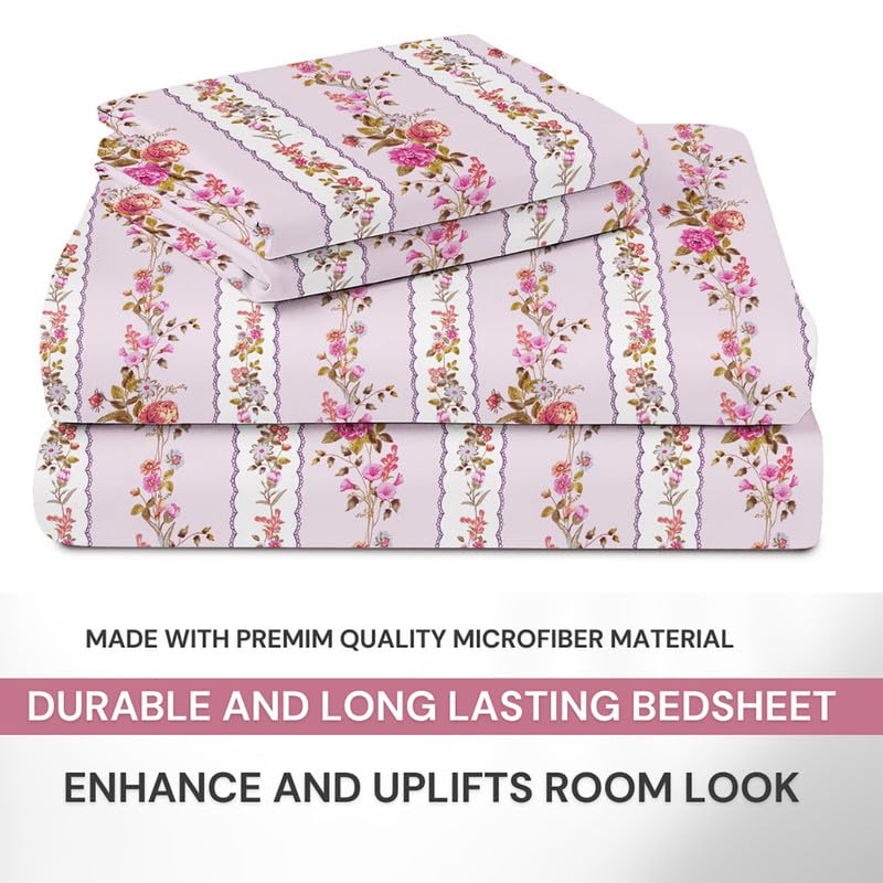Single Bed Sheet With 1 Pillow Covers For Single - 60 X 90 Inches, Pink | Super Soft Premium Brushed Glace Cotton Bedsheet
