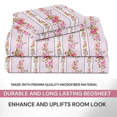 Single Bed Sheet With 1 Pillow Covers For Single - 60 X 90 Inches, Pink | Super Soft Premium Brushed Glace Cotton Bedsheet