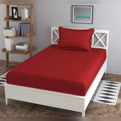 Premium Single Bedsheet With 1 Pillow Cover - 60 X 90 Inches, Red | Ideal For Home, Hotel, Guest House | Soft, Elegant Microfiber For Ultimate Comfort