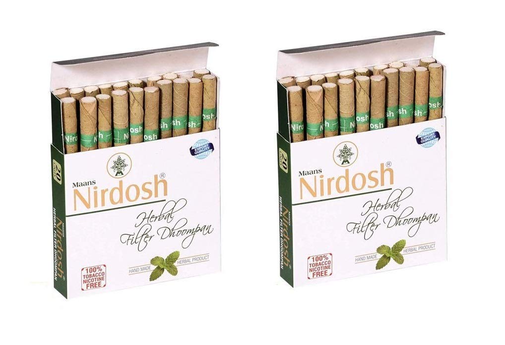 Herbal Filter Dhoompan Cigarette For Quit Smoking - Pack Of 2X 20 Cigarette Sticks | No Addiction Handmade Herbal Cigarette - Tobacco & Nicotine Free