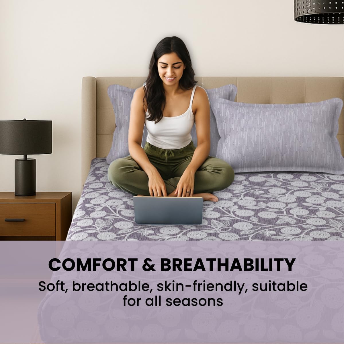 Double Bedsheet For Queen Size - 90 X 100 Inches, Storm Front With 2 Pillow Cover | Soft, Breathable & Fade Resistant | Comfortable For All Seasons