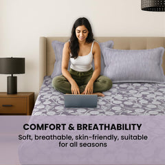Double Bedsheet For Queen Size - 90 X 100 Inches, Storm Front With 2 Pillow Cover | Soft, Breathable & Fade Resistant | Comfortable For All Seasons