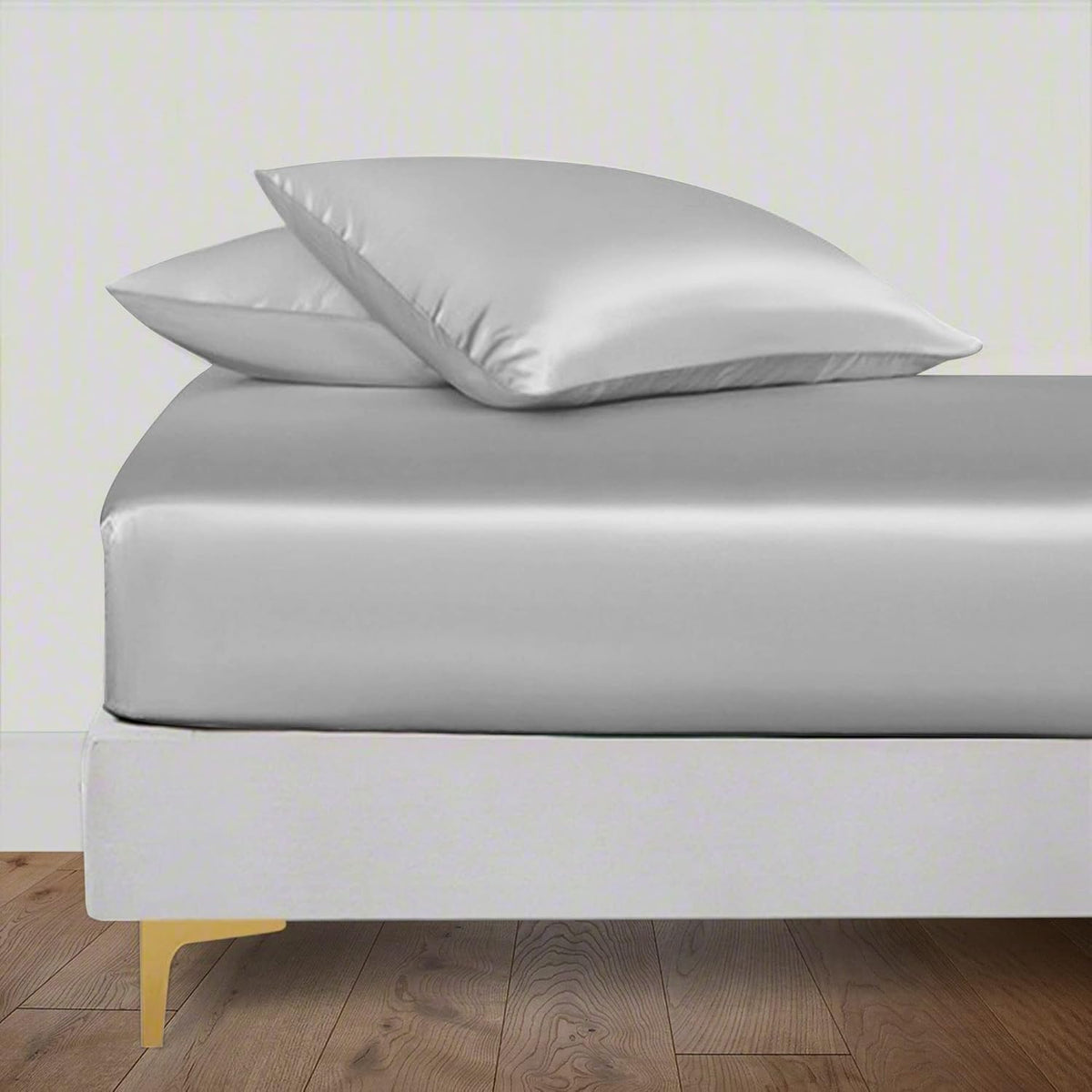 Elastic Fitted King Size Bedsheet With 2 Pillow Cover - 72 X 78 Inches, Silver | 400 Thread Count Silky Soft | Naturally Soft, Breathable, & Skin-Friendly