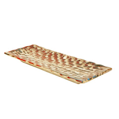 Hand Brush Stroke Design Ceramic Rectangular Platter - Multicolor, Length: 30 Cm, Width: 12 Cm | Starter Serving Tray