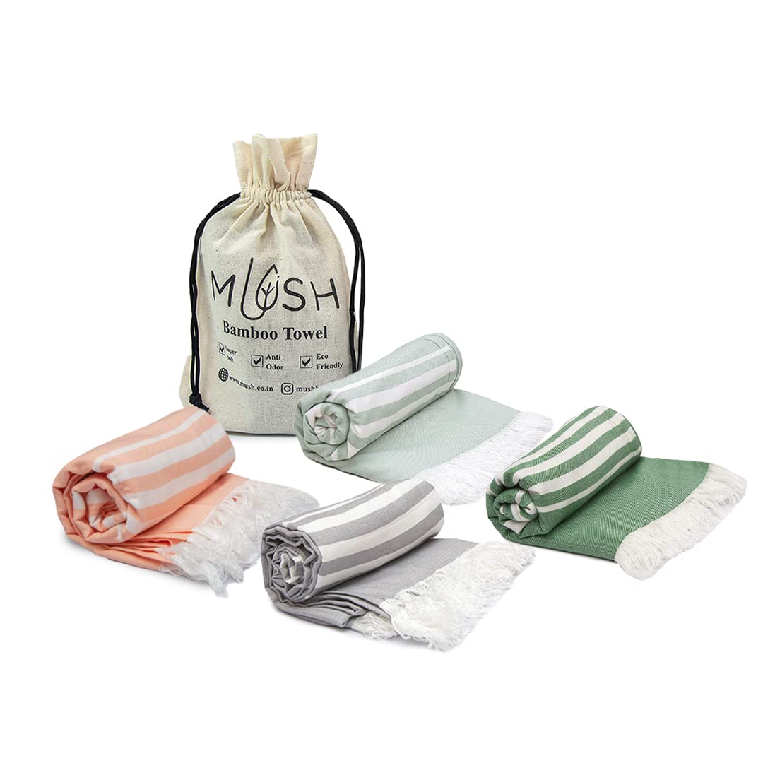 Mush 100% Bamboo Extra Large Bath Towels | Ultra Soft, Absorbent, Quick Dry Bath Towel For Men & Women For Daily Use, Beach, Pool, Gym, 250 Tc (Multicolor)