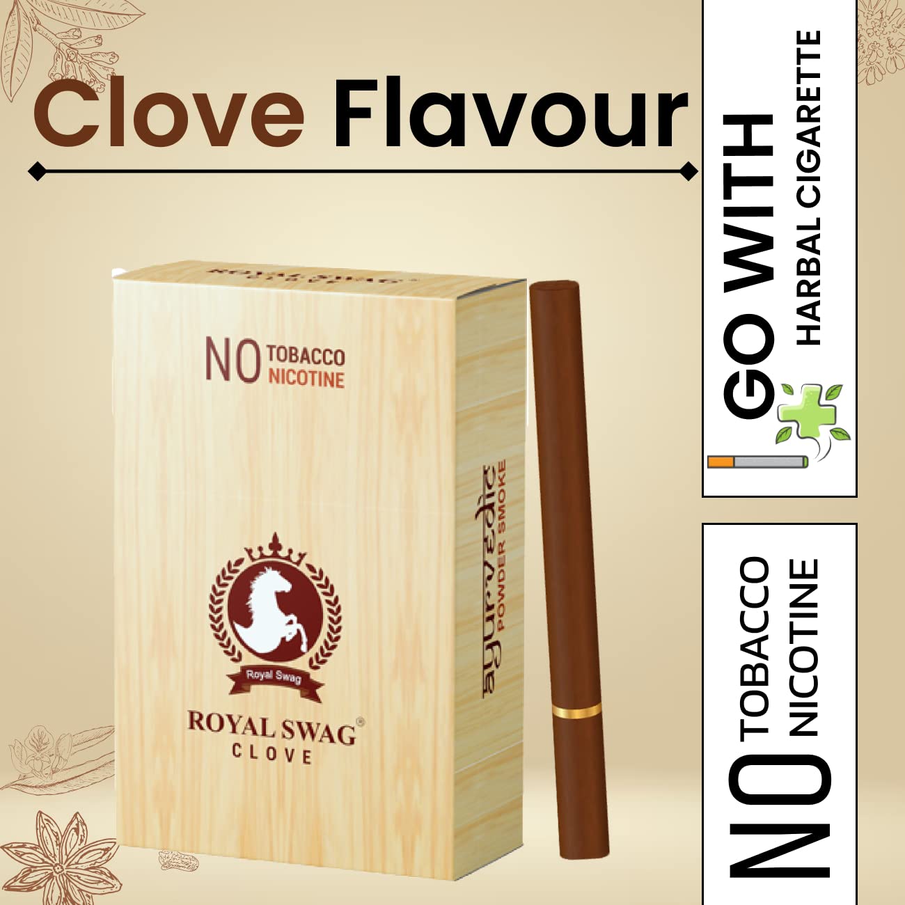 Royal Swag Ayurvedic Herbal Cigarettes 100% Tobacco Free 100% Nicotine Free Cigarettes Regular, Clove, Mint Flavoured | Smoking Cessation Pack Of 30