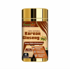 Vitaminnica Korean Ginseng Extract, Supports Stamina, Energy, Vitality, Strength | 60 Veg Capsules 100gm 0.2lbs