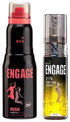 Engage M4 Perfume Spray For Men 120ml 4 Fl.oz. & Man Deodorant  Rush , 150ml 5 Fl.oz.