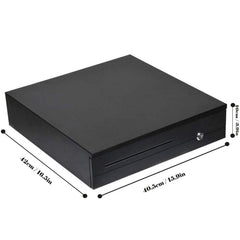 Cash Box Metal Cash Register Drawer 3 Coin Money Storage Box Tray With Removable Coin Tray & Key - Lock Cash Drawer For Shop, Colour - Black, Material - Metal