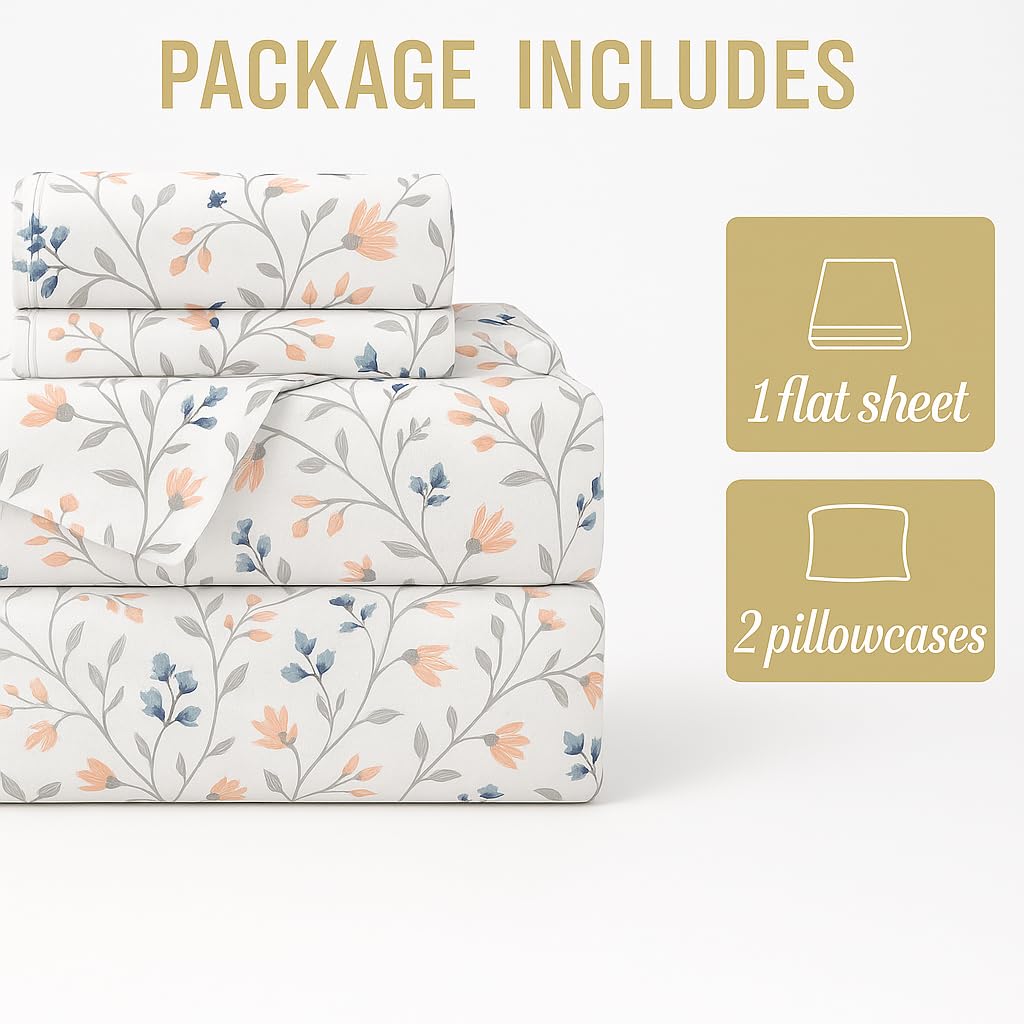 Bedsheet For King Size Bed With 2 Pillow Covers - 108 X 108 Inches, White | Soft & Breathable, Printed Double Bedsheets