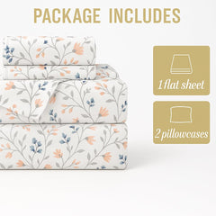 Bedsheet For King Size Bed With 2 Pillow Covers - 108 X 108 Inches, White | Soft & Breathable, Printed Double Bedsheets