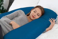 Premium Multipurpose Microfiber Pregnancy Pillow For Pregnant Women - Sea Blue | Cotton Pillow, Zippered Cover, Lightweight, Removable Cover, Full Body Pillow, Soft Pillow - Pack Of 1