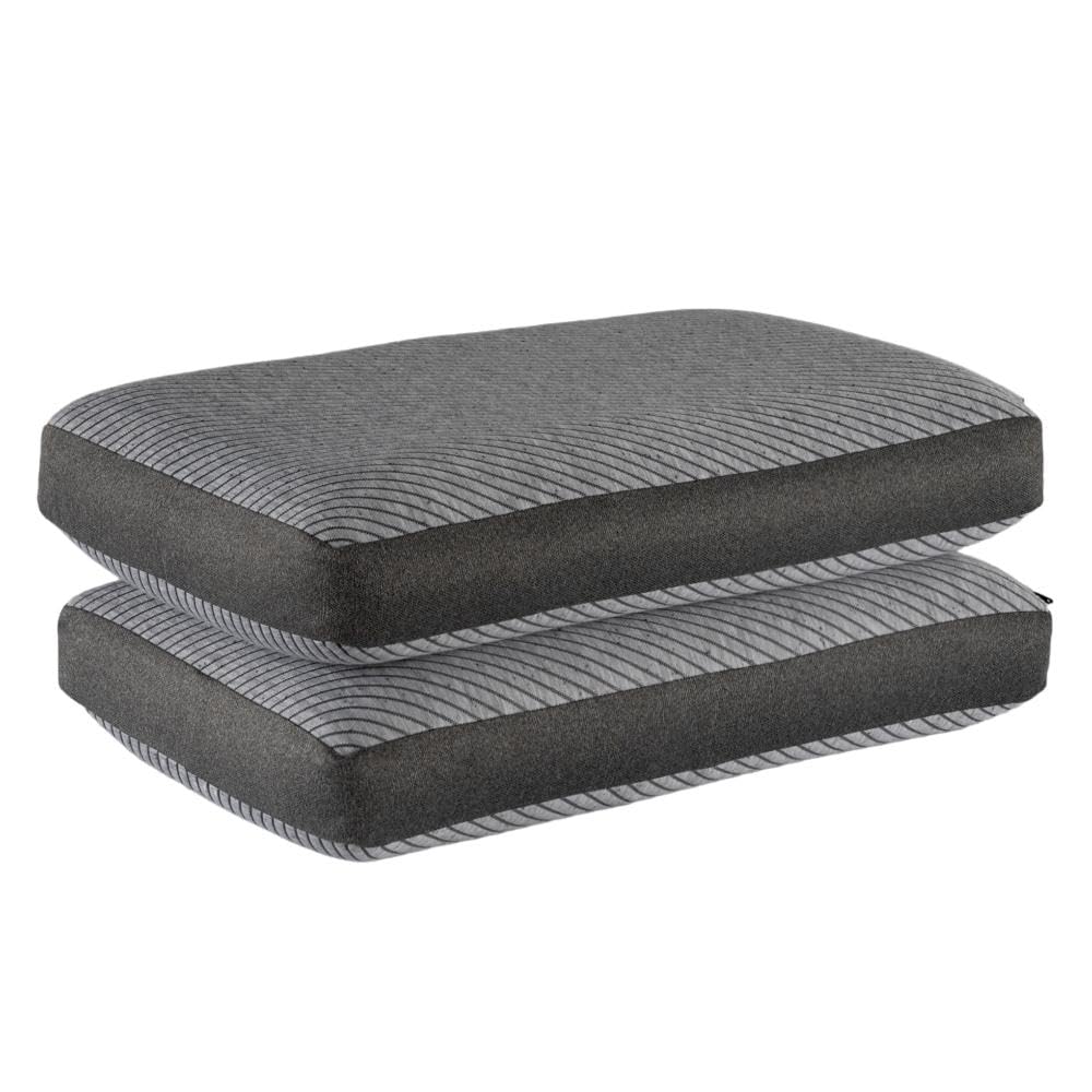 Memory Foam Pillow For Sleeping, Orthopedic Pillows For Neck Pain, Dark Grey - 21 X 15 X 5 Inch | Memory Foam Pillows, Bed Pillow, Medium Firm, Care - Light Machine Wash - Set Of 2