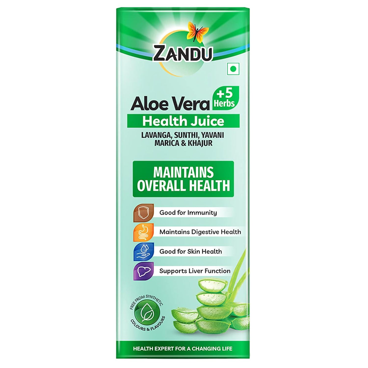 Zandu Aloe Vera Juice With 5 Added Herbs, Pure & Natural, Ayurvedic Immunity Booster, Good For Digestive Health, Skin Health, No Added Sugar, 1 L 2.2lbs