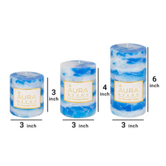 SEA BREEZE CHUNK FRAGRANCE PILLAR CANDLE SET OF 3 | PERFECT GIFT SET CANDLES