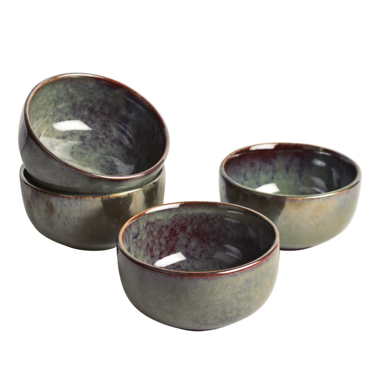 Studio Pottery Ceramic Soup Bowls Set Of 4 - Brown, 300ml Each | Vegetable & Dessert Serving Bowls | Maggi Bowls, Cereal Bowls - Brown Symphony Collection