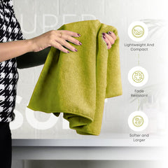 Black Gold The Finer Touch Microfiber Bath Towels 1500 Gsm | Super Absorbent, Lightweight, Ultra-Soft, Fade Resistant (Green) - Pack Of 3