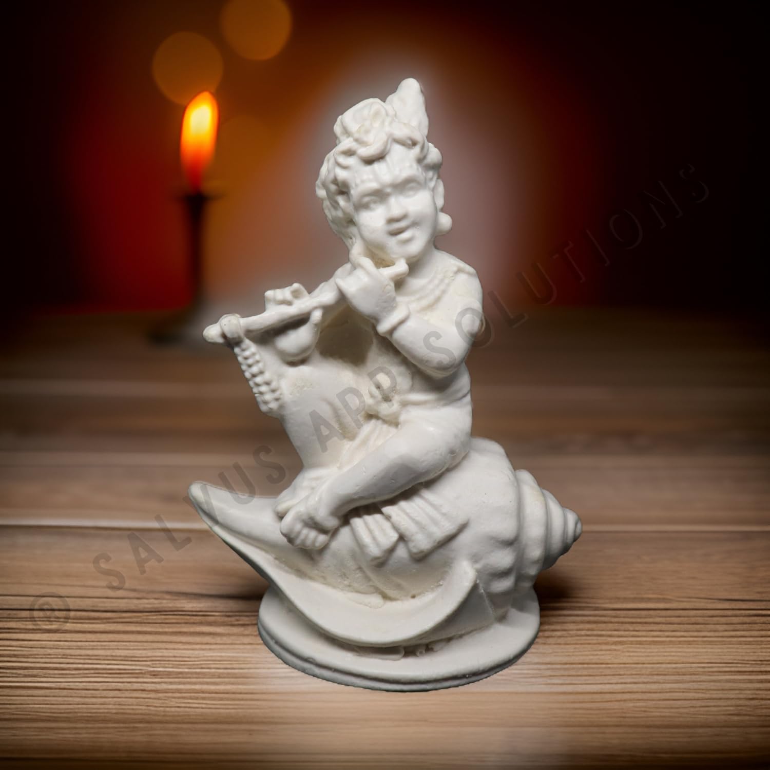 Handmade Marble Dust White Laddu Gopal Statue, Lord Krishna Murti, Marble, Idol, Good Quality For Festivals Like Diwali, Janmashtami | Gift Option, Occasion, Statue