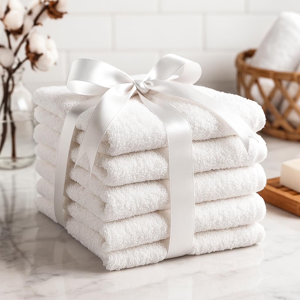 Freshshine Face Towel 750 Gsm | Super Soft Quick Dry Microfiber Face Towel (White) - Set Of 5