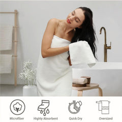 Linear Microfiber Microfibre Towel 300 Gsm | Bath Towels Large Size Soft & Absorbent Towel For Bathroom | Bath Towel For Men & Women (White)