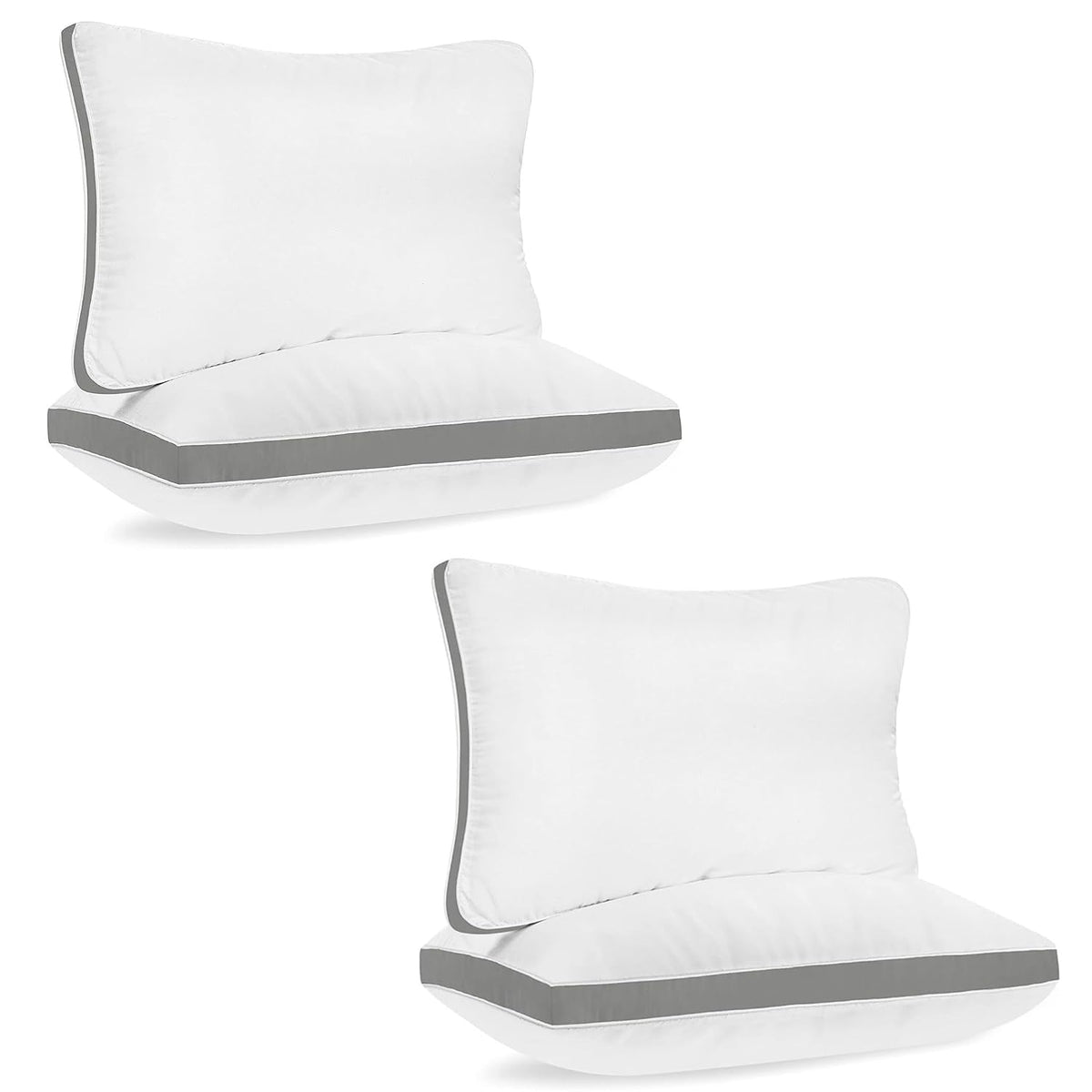 Premium Sleeping Pillow, Firm & Lofty Pillow, Size - 17 X 27 Inch | Bed Pillow For Sleeping, Microfiber Pillow, Washable | White Pillow - Set Of 4