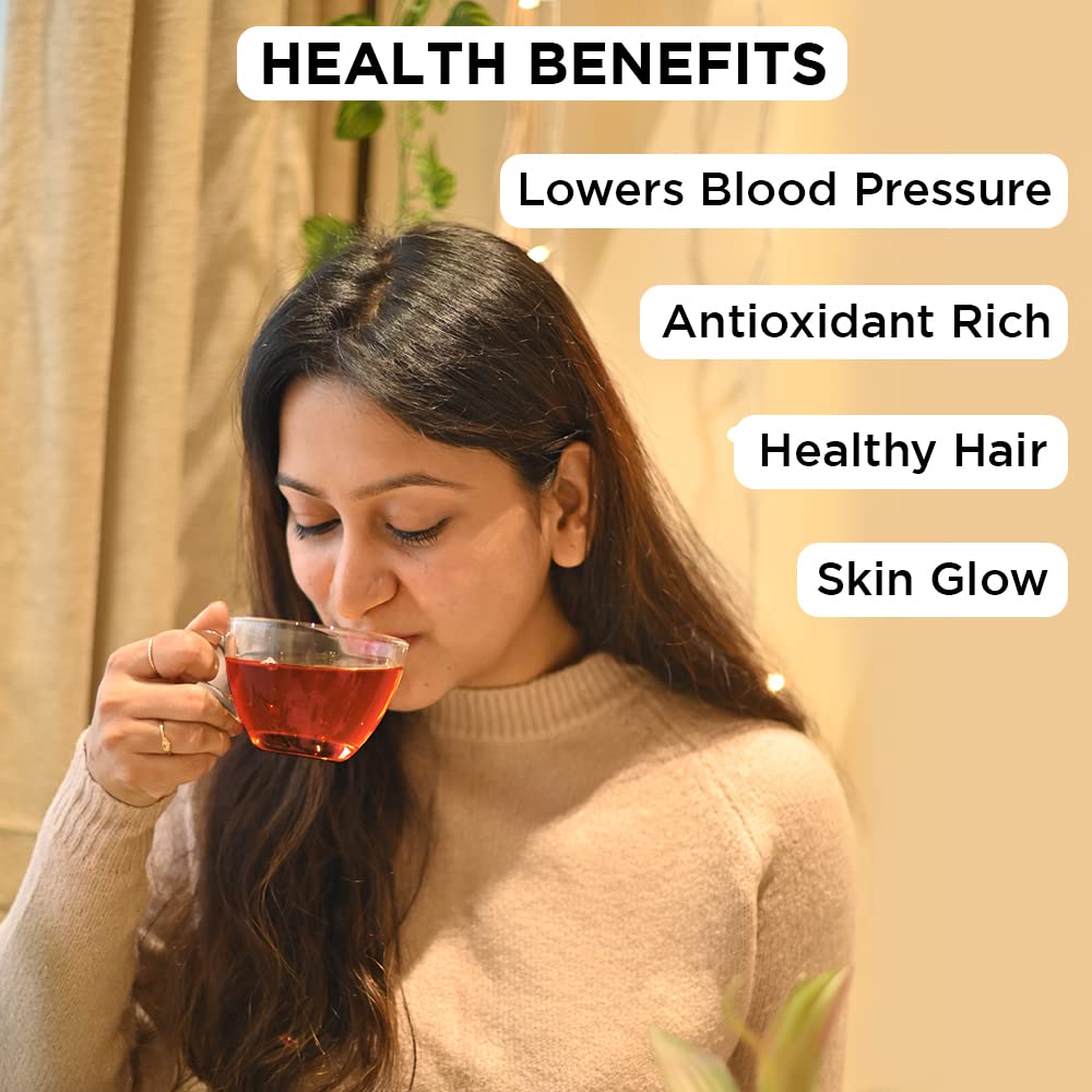 Chayam Mellow Hibiscus Tea - 20 Pyramid Tea Bags | Blended With Lemongrass, Ginger, Beetroot & Hibiscus - Make Iced Or Hot Tea | Low Caffeine, Gluten Free, No Added Sugar